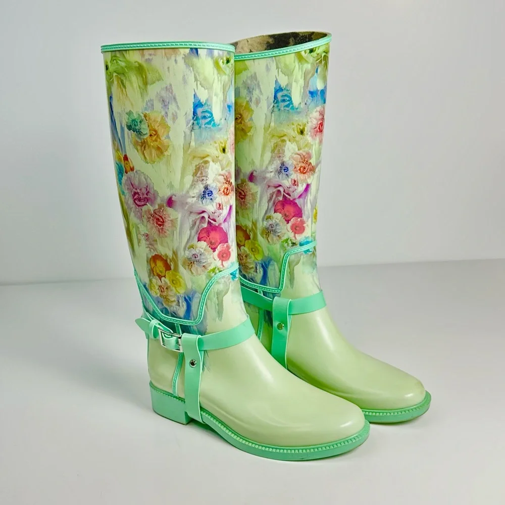 Ted Baker Women’s Floral Rubber Rain Boots size 37 or U.S. 6